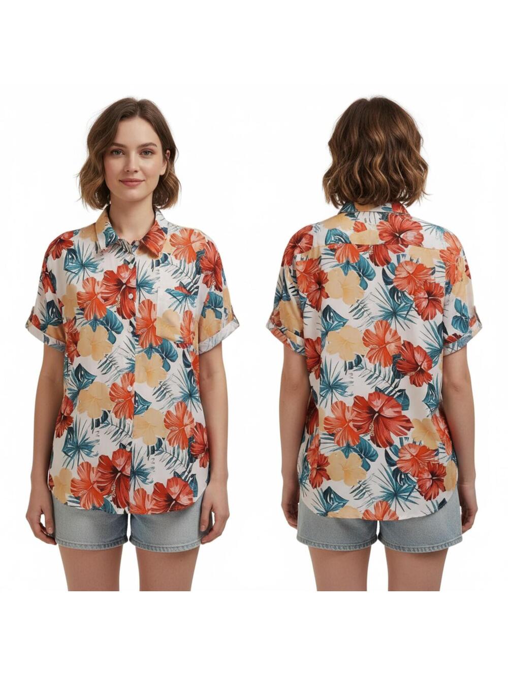 Lomon Tropical Floral Button Down Shirt
